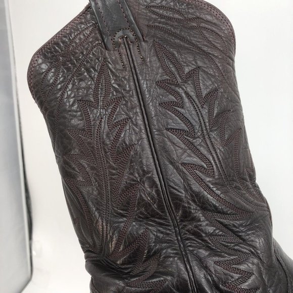 Vtg Nacona Boot Oxblood Leather Flame Stitch Cowboy Western Mens Sz 9.5D Rodeo - Picture 5 of 16